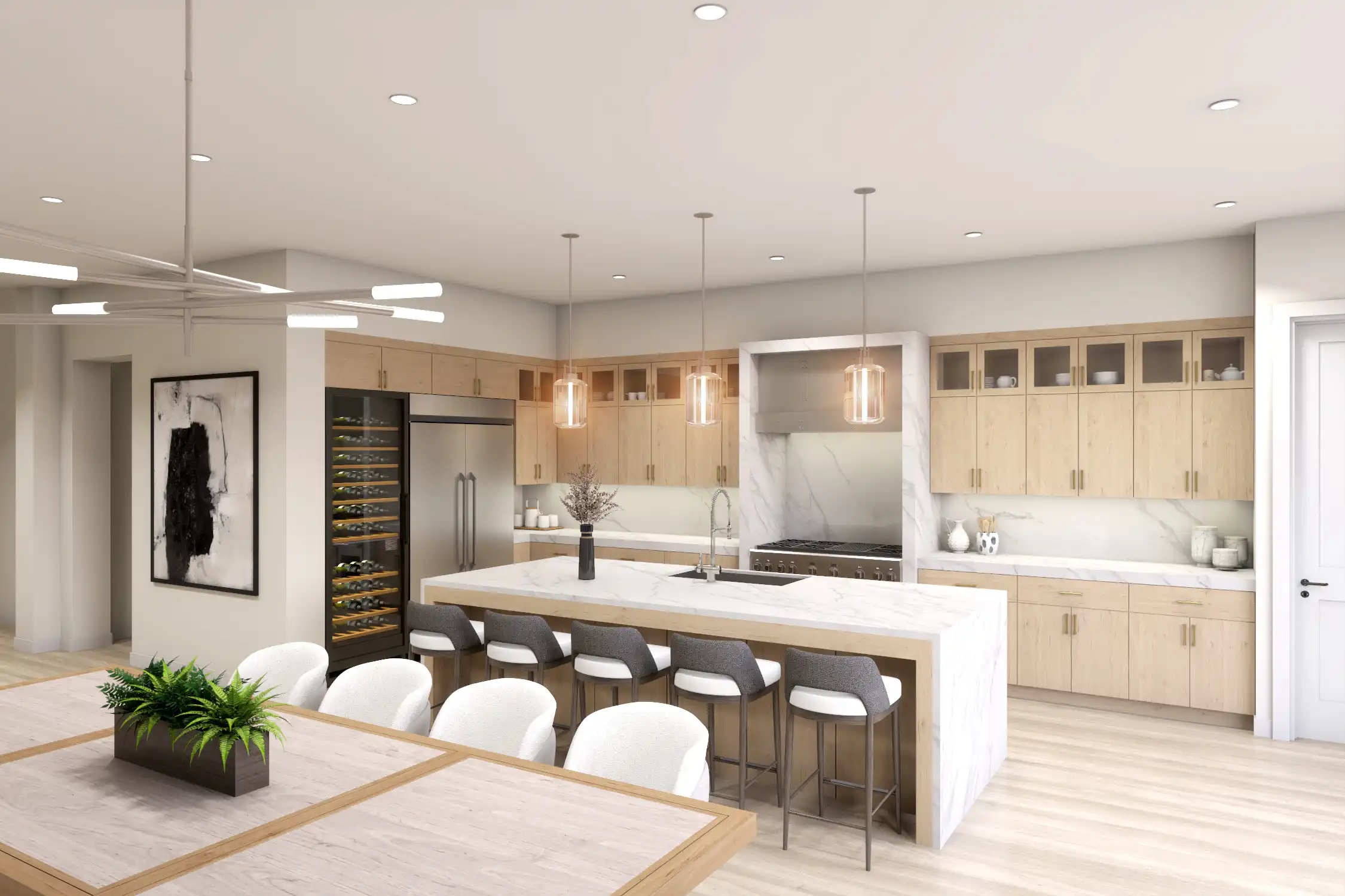 Cuisine minimaliste marbre bois