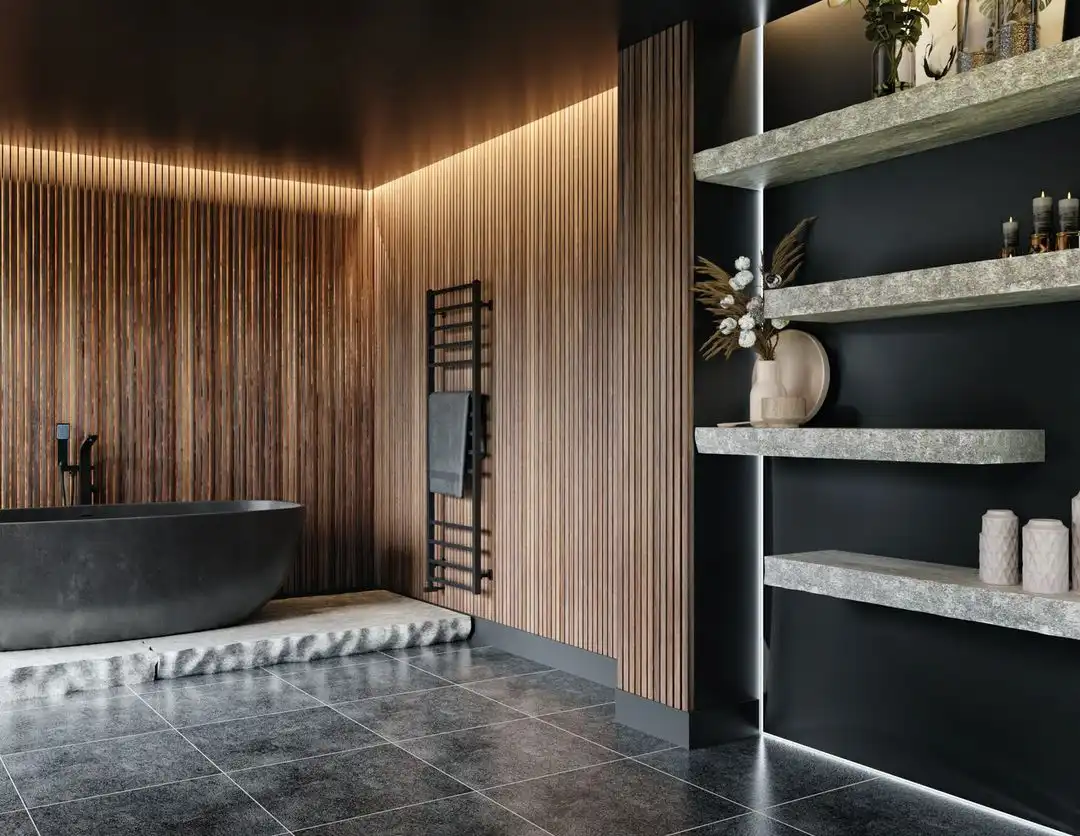 Détail salle de bain moderne béton