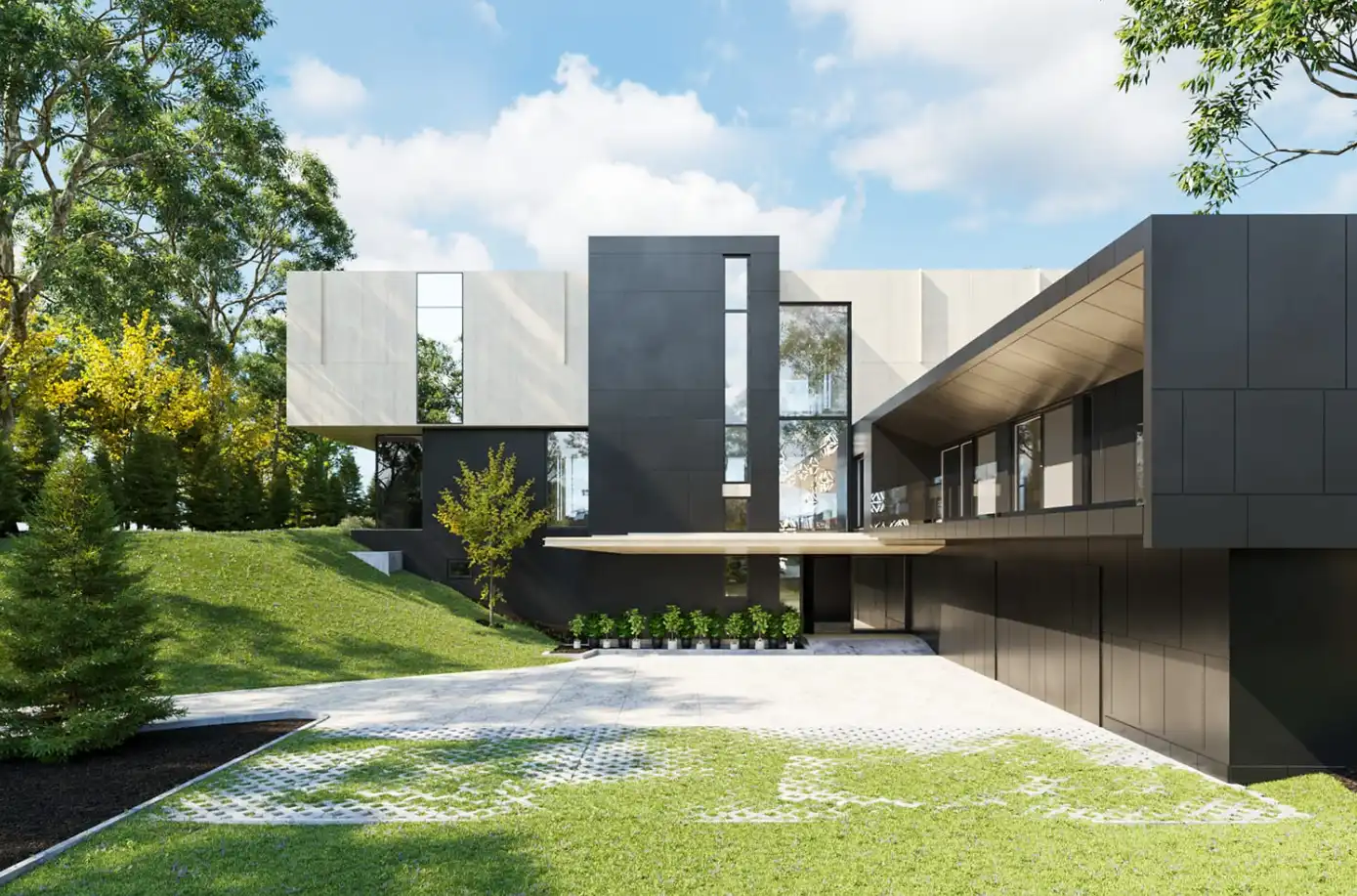 Villa minimaliste noir blanc