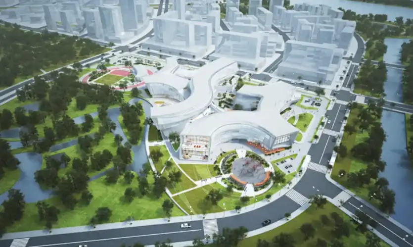 Vue aérienne complexe culturel